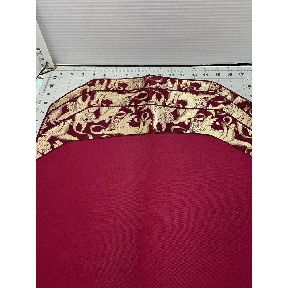 Gold Print  Floating‎ Cherub Angels -Placemats Set of 6 Maroon Cotton